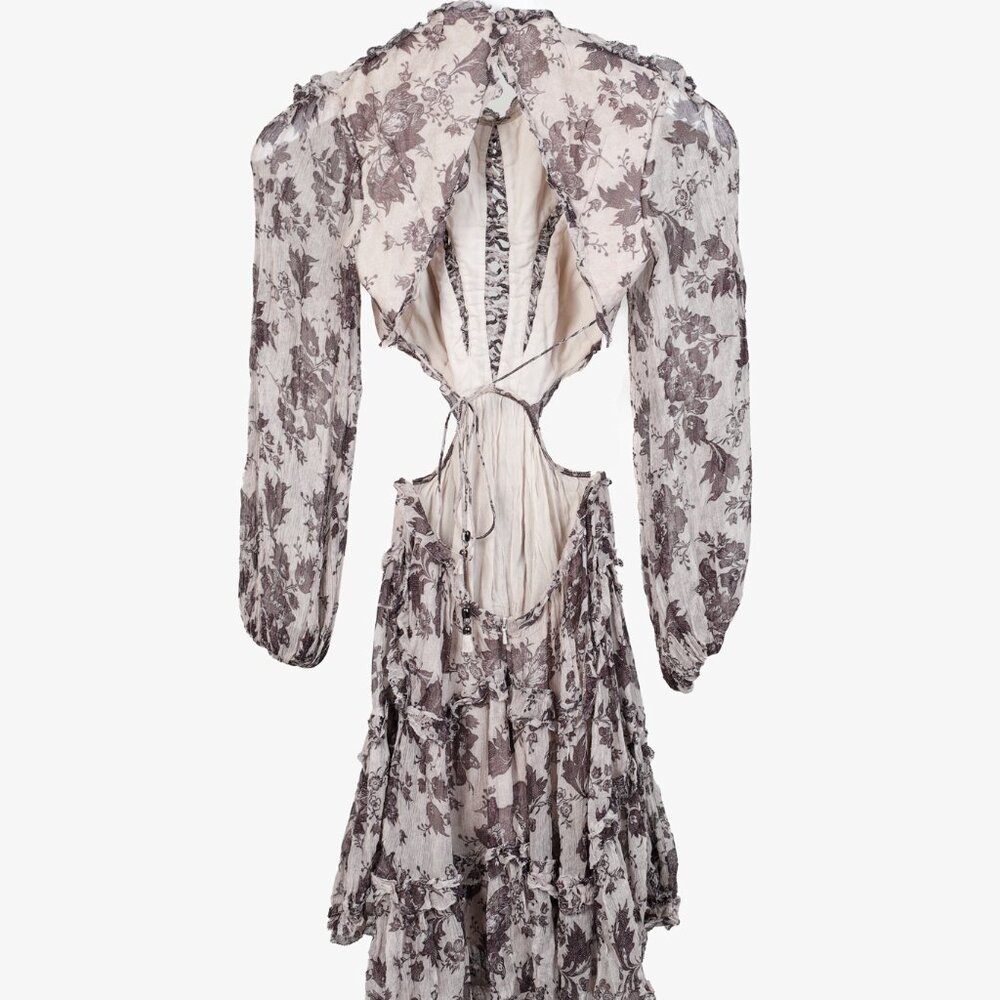 Zimmerman Juno Floating Aged Batik Floral Long-Sleeve Mini Dress - Picture 3 of 11